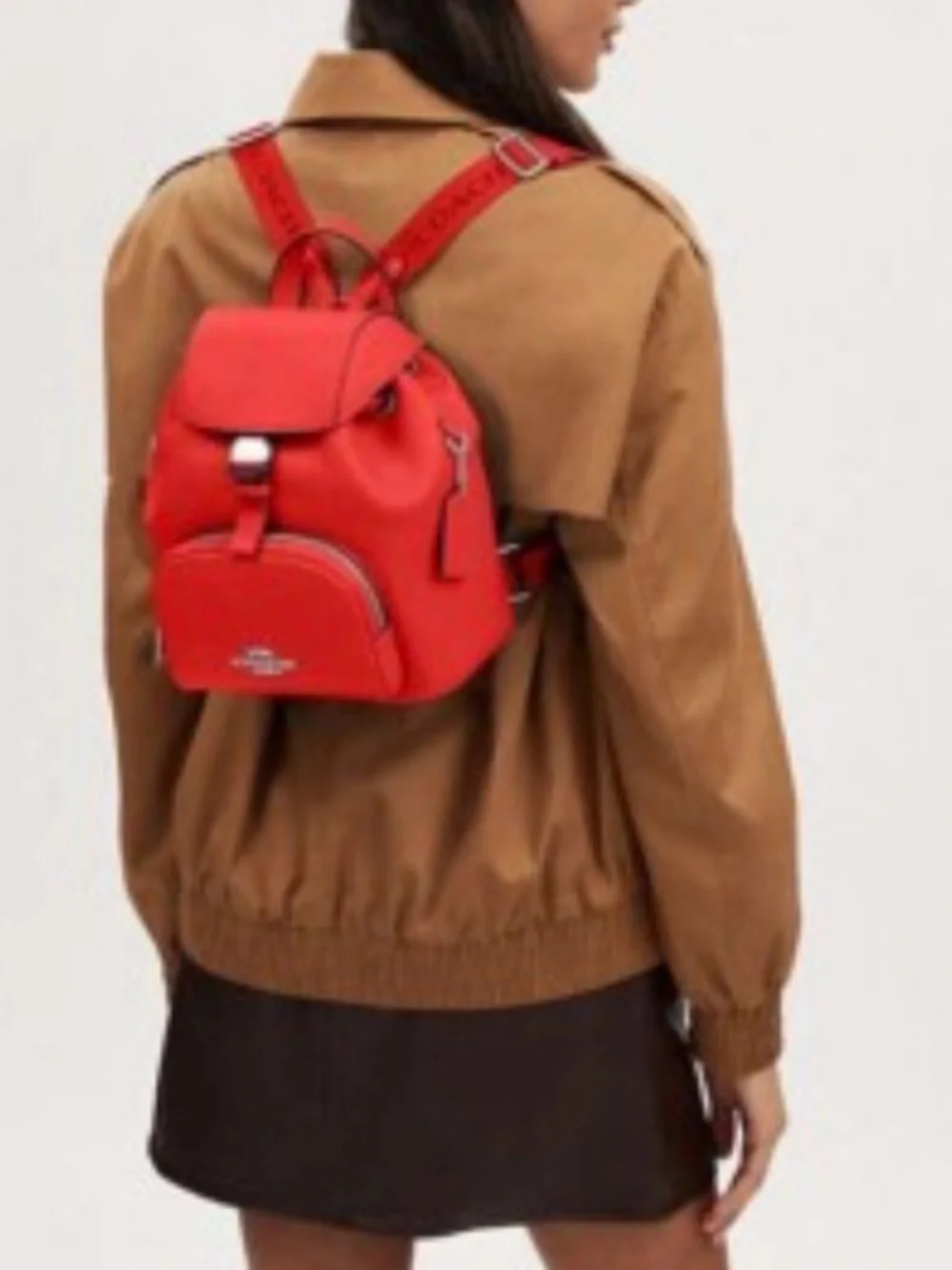 Coach pace Red Top-Flap Backpack with Front Zip Pocket